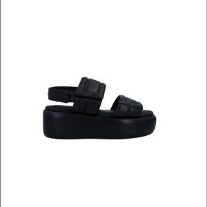 Paola Ferri Black Leather Velcro Sandals US 7